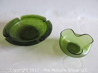 Two vintage glass ashtrays 