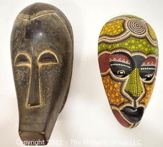 Two (2) Ethnographic Tribal Carved and Painted Wood Masks 