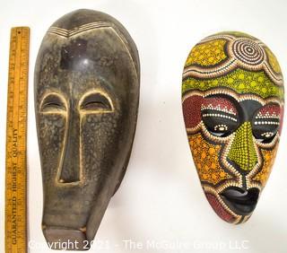 Two (2) Ethnographic Tribal Carved and Painted Wood Masks 