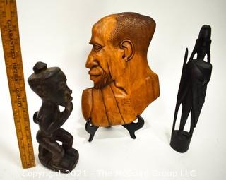 Three (3) Ethnographic Wood Figural Carvings  