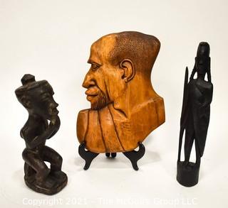 Three (3) Ethnographic Wood Figural Carvings  