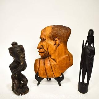 Three (3) Ethnographic Wood Figural Carvings  