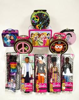 NIB Barbie Dolls and Lunch Boxes