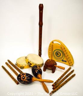 Assorted Carved Wooden Musical Instruments