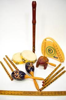 Assorted Carved Wooden Musical Instruments