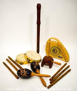 Assorted Carved Wooden Musical Instruments