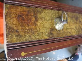 Late 19th c Eastlake dresser w/ faux graining drawers and upper mirror; 39W x 18 1/2D x 34 1/2T (74" w/ mirror)