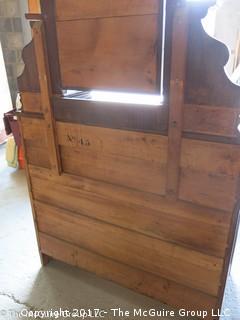 Late 19th c Eastlake dresser w/ faux graining drawers and upper mirror; 39W x 18 1/2D x 34 1/2T (74" w/ mirror)