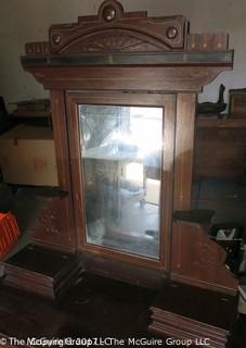 Late 19th c Eastlake dresser w/ faux graining drawers and upper mirror; 39W x 18 1/2D x 34 1/2T (74" w/ mirror)