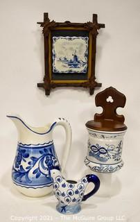 Collection of Blue and White Ceramics, Including Delft