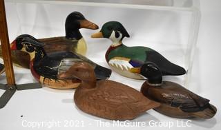 Eight (8) Wooden Carved Duck Decoys.