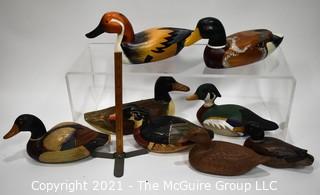 Eight (8) Wooden Carved Duck Decoys.