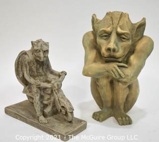 Two (2) Contemporary Gothic Statue Figures Made of Resin and Cement
