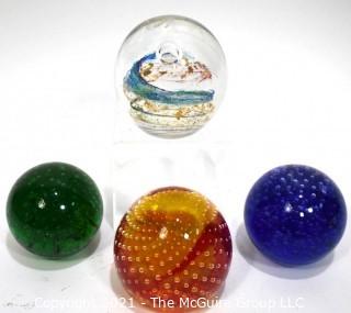 Four Hand Blown Glass Paperweights