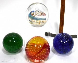 Four Hand Blown Glass Paperweights