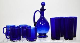 Cobalt Barware Set Including Carafe with Stopper, Mugs & Tumblers
