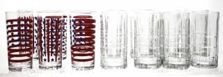 Set of Red, White & Blue Stars & Stripe and Clear Etched Glass Bar Tumblers