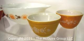 Group of Vintage Pyrex Bowls Including Yellow & White Gooseberry Mixing Bowl