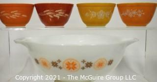 Group of Vintage Pyrex Bowls Including Yellow & White Gooseberry Mixing Bowl