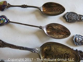 Assortment of 10 sterling collector spoons 