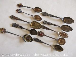 Assortment of 10 sterling collector spoons 