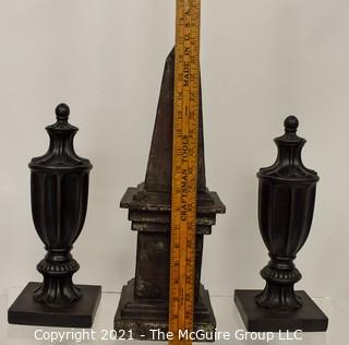 Contemporary Decorative Obelisk and Urn Shaped Decorative Statues. 