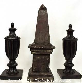 Contemporary Decorative Obelisk and Urn Shaped Decorative Statues. 