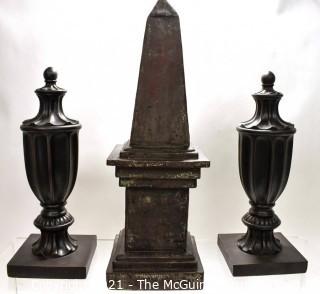 Contemporary Decorative Obelisk and Urn Shaped Decorative Statues. 