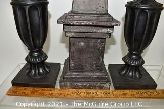 Contemporary Decorative Obelisk and Urn Shaped Decorative Statues. 