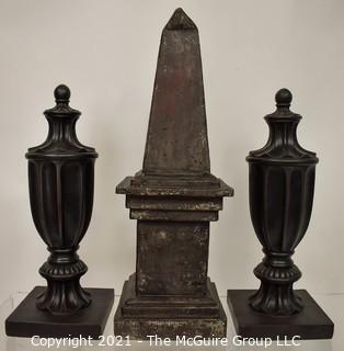 Contemporary Decorative Obelisk and Urn Shaped Decorative Statues. 