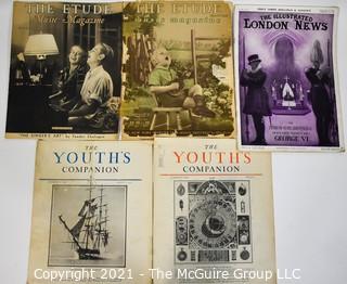 Assortment of Vintage Magazines including "The Etude" and "The Youth's Companion"