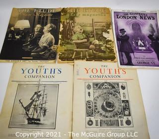 Assortment of Vintage Magazines including "The Etude" and "The Youth's Companion"