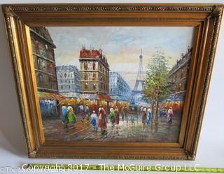 Framed Parisian Landscape; Oil on Canvas; 25 1/2 x 29 1/2