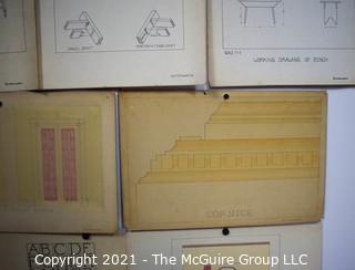 Vintage 1930's Hand Drawn Design Panels By Butterworth Mounted on Picture Board.