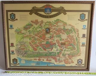 Framed Map of Old Quebec; 29 x 36"