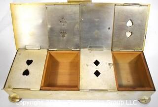 Three (3) Vintage Playing Card Boxes Including Hickok Gold Plated, Napier Brass with Alternating Flip Top and Lucite. 