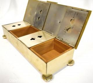 Three (3) Vintage Playing Card Boxes Including Hickok Gold Plated, Napier Brass with Alternating Flip Top and Lucite. 