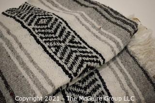 Black Grey & White Woven Throw Blanket.