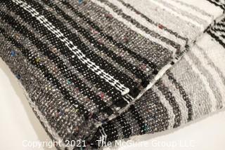 Black Grey & White Woven Throw Blanket.