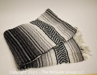 Black Grey & White Woven Throw Blanket.