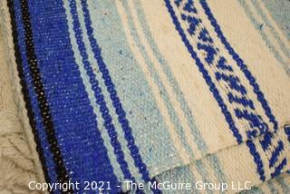 Blue & White Woven Throw Blanket.