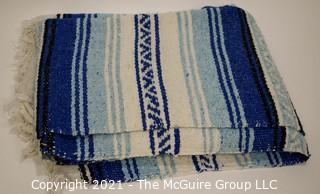 Blue & White Woven Throw Blanket.