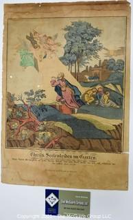 Antique German Colored Engraving of "Christ in the Garden", Nurnberg