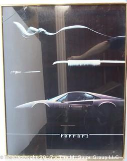 Framed Ferrari Poster (Note: glass damage;upper left); 24 x 36"