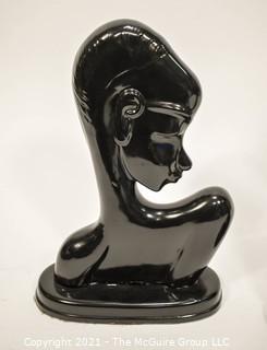 Pair of Black Ceramic Women in Profile Figurines. 