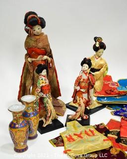 Group of Souvenir and Decorative Items Including Geisha Dolls 