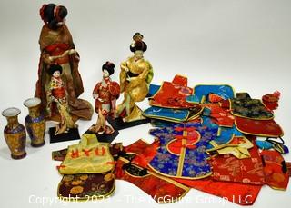 Group of Souvenir and Decorative Items Including Geisha Dolls 