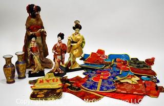 Group of Souvenir and Decorative Items Including Geisha Dolls 