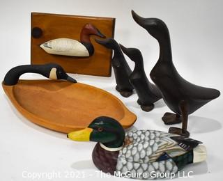 Collection of Duck Themed Decor, Tray and Decoys. 