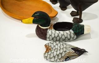 Collection of Duck Themed Decor, Tray and Decoys. 